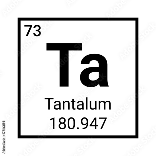Tantalum atomic chemical element symbol science table sign icon photo