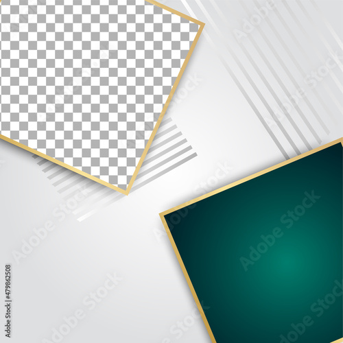 Frame square transparant green gold colorful sale post design template background © SyahCreation