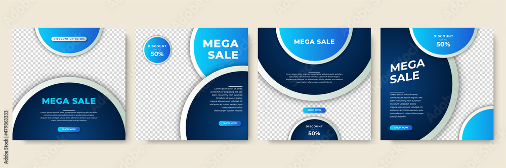 Wave transparant blue colorful sale post design template background