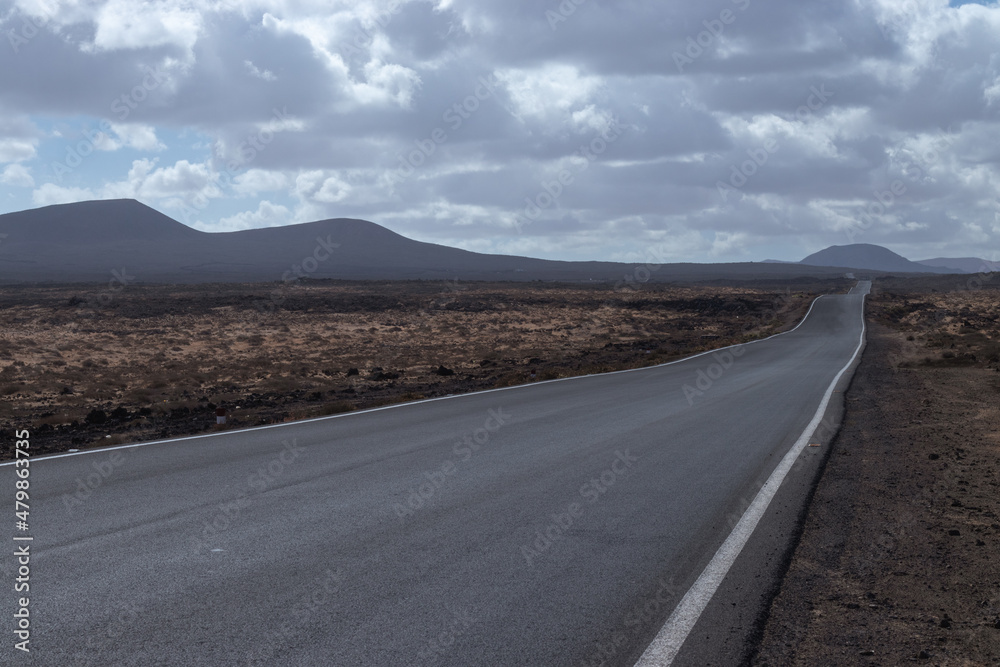 highway in the desert of Fuertaventura