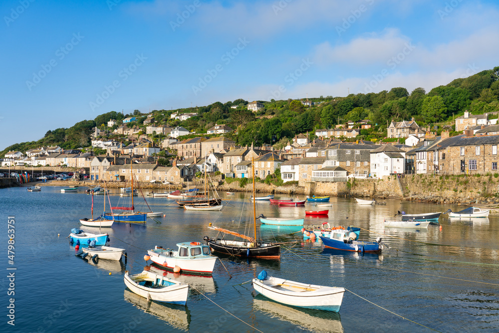 Mousehole harbour Penzance in Cornwall. United Kingdom