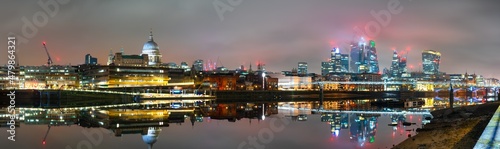 London skyline panorama with St. Paul's cathedral and financial district