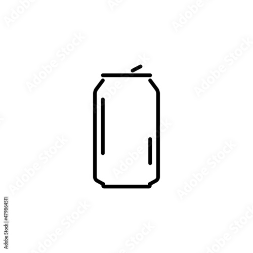 Line soda can aluminium bottle icon. Flat metal can outline beverage drink logo