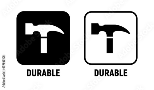 Durable vector icon material symbol logotype.Metal durable unbreakable icon photo