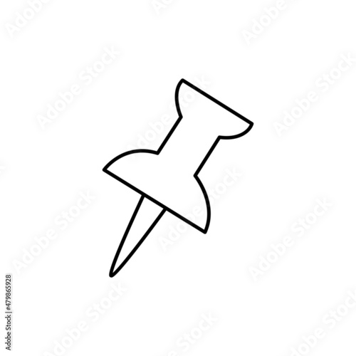 Push Pin Icon  in black line style icon, style isolated on white background