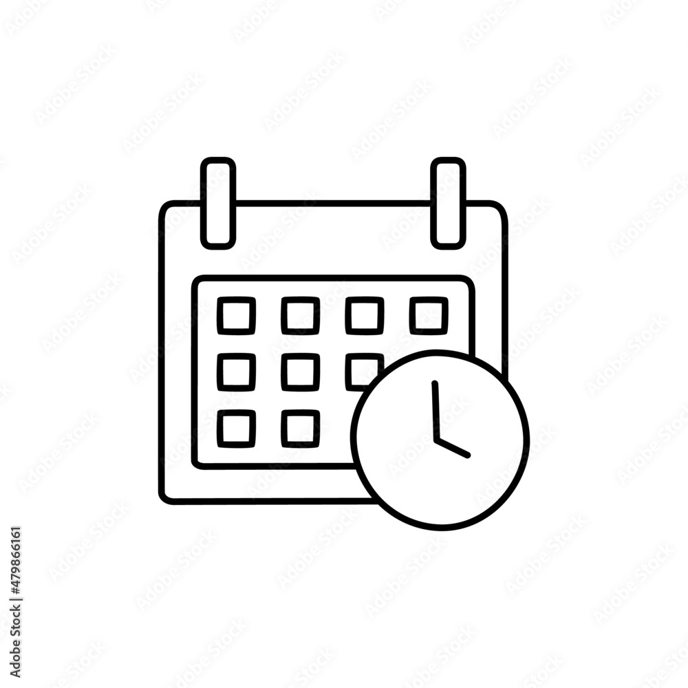 Schedule Icon in black line style icon, style isolated on white background Schedule Icon in black line style icon, style isolated on white background