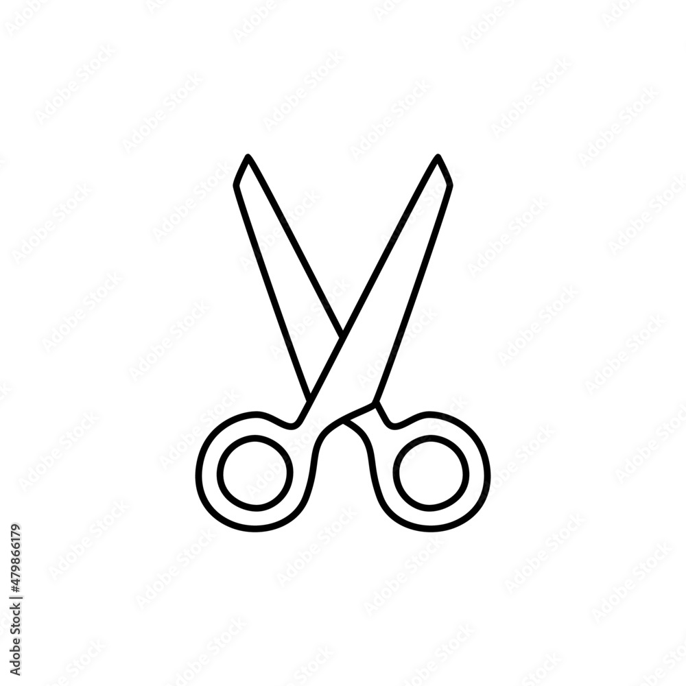 Scissors Icon in black line style icon, style isolated on white background Scissors Icon in black line style icon, style isolated on white background