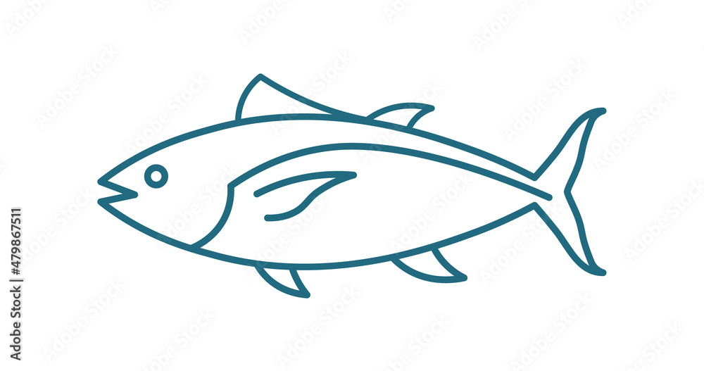 Tuna fish logo icon outline illustration. Salmon tuna fish line icon seafood logo Tuna fish logo icon outline illustration. Salmon tuna fish line icon seafood logo
