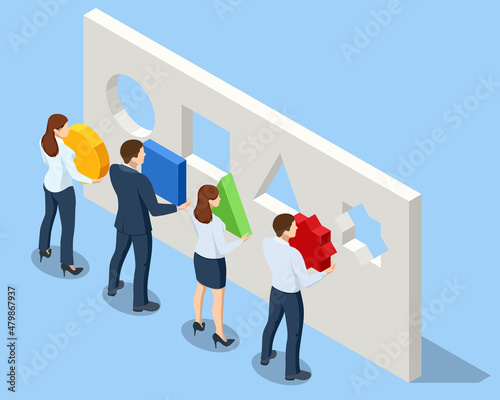 Isometric finding the right business solution concept.