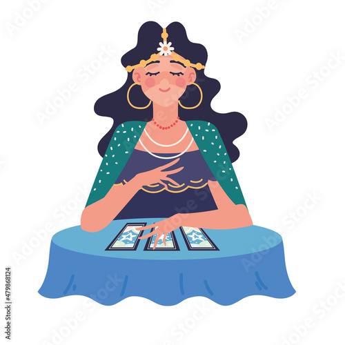 fortune teller with tarot cards