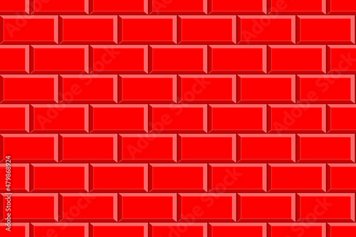 Red subway tile seamless pattern. Metro stone brick background. Kitchen or bathroom wall decoration. Vector flat illustration.