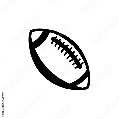 Rugby ball vector line icon. Football american league logo isolated oval cartoon ball flat design