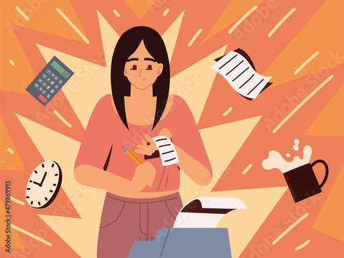 woman busy and multi tasking