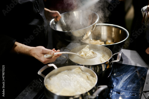 the chef prepares homemade dumplings and ravioli