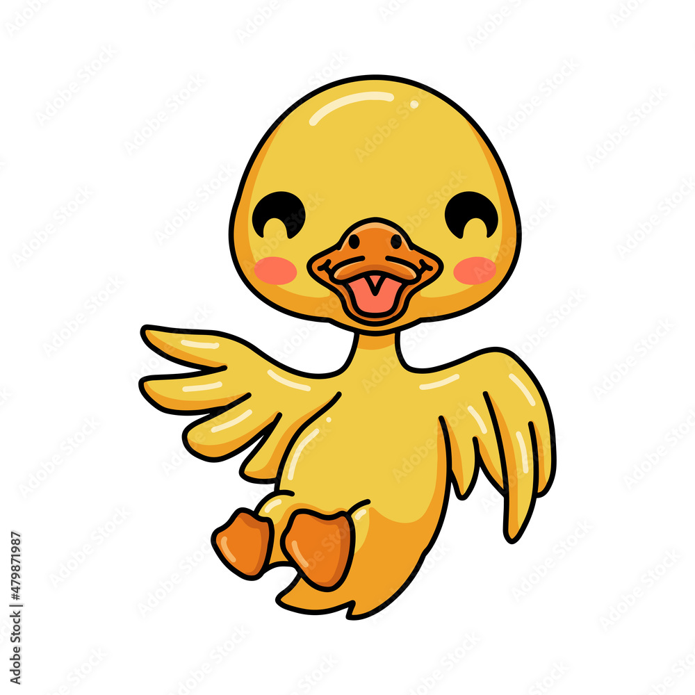Cute little duck cartoon posing
