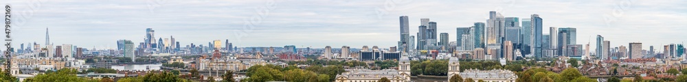 London skyline panorama on cloudy autumn day 