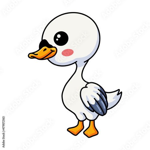 Cute little goose cartoon standing