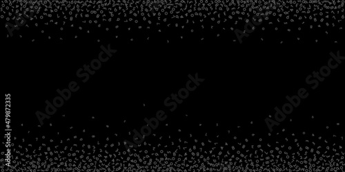 Falling numbers, big data concept. Binary white disorderly flying digits. Delightful futuristic banner on black background. Digital vector illustration with falling numbers.