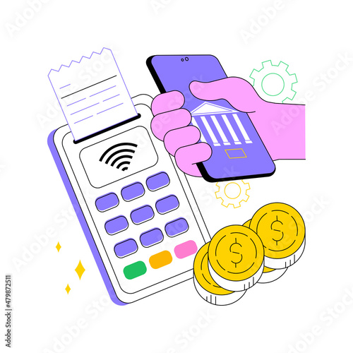 Contactless payment abstract concept vector illustration. Contactless technology, payment system, smartphone banking application, paypass solution, smartwatch purchase method abstract metaphor.
