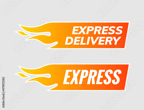 Express delivery service courier icon. Express delivery shipping transport sign vector label