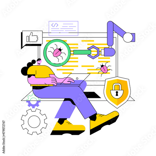 Automated testing abstract concept vector illustration. Automotive executed test, app development tester, automated software testing, usability analysis tool, UI optimization abstract metaphor.