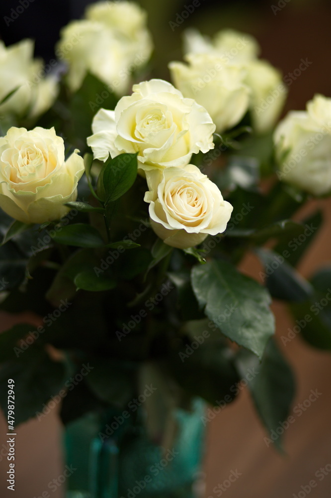 Roses handed out at a wedding reception and included in the bride's bouquet.