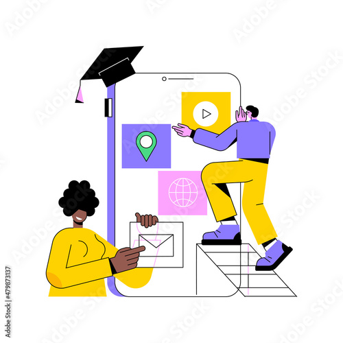 Mobile app development courses abstract concept vector illustration. Frontend courses, become a junior APP developer, IT company jobs, interactive environment applications abstract metaphor.