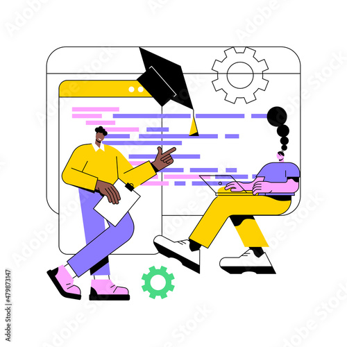 IT management courses abstract concept vector illustration. IT project manager career, software and database management classes, business frameworks and corporate strategy abstract metaphor.