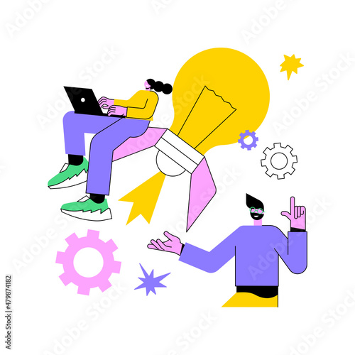 Innovative solution abstract concept vector illustration. Innovative technological solution, problem-solving, idea management software, new invention, creative brainstorming abstract metaphor.