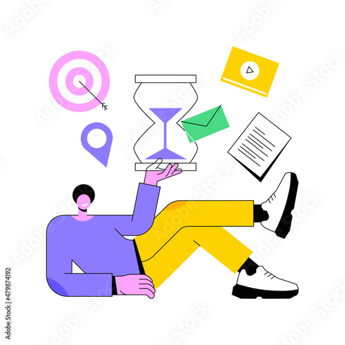 Self management abstract concept vector illustration. Personal management, self-regulation learning, self-organization course, auto motivation, productivity software, efficiency abstract metaphor.