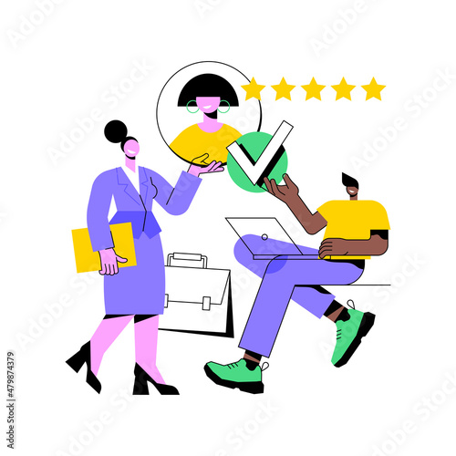 Hiring employee abstract concept vector illustration. Human resources, hiring employee, filling out resume, employment process, head hunting agency, new vacant job position abstract metaphor.