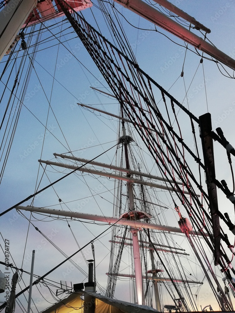 Fototapeta premium Ship moored in the port of Gdynia. Baltic Sea coast. Summer.