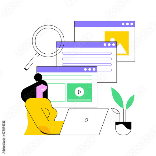 Copy optimization abstract concept vector illustration. Copy optimization service, menu bar tab, company website, webpage development, UI design, SEO business, search engine abstract metaphor.