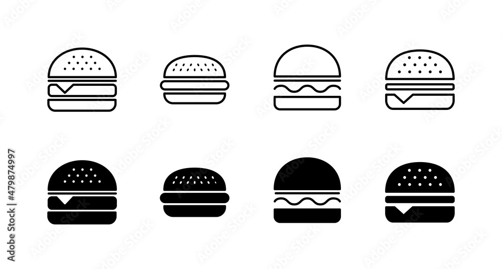 Burger icons set. burger sign and symbol. hamburger