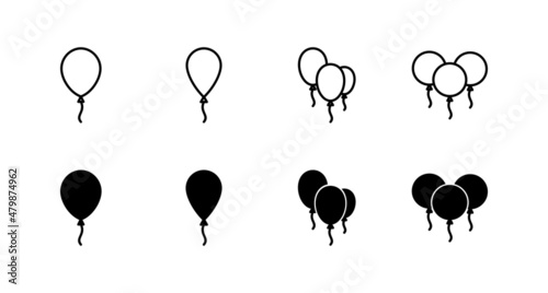 Balloon icons set. Party balloon sign and symbol