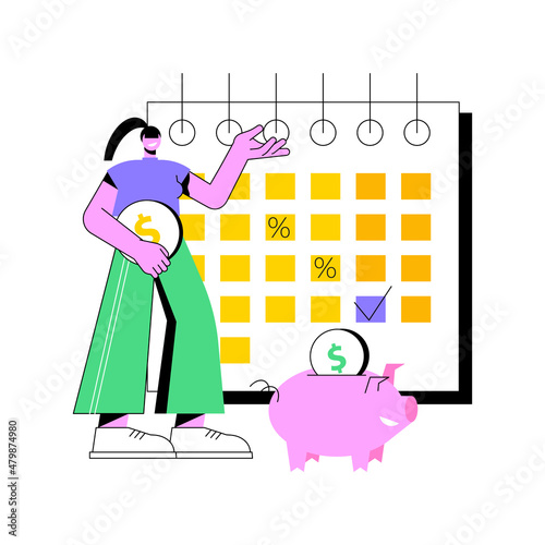Early payment discount abstract concept vector illustration. Prompt payment cash discount, pay early pay less, customer loyalty, sales invoice, credit line, bank overdraft fee abstract metaphor.