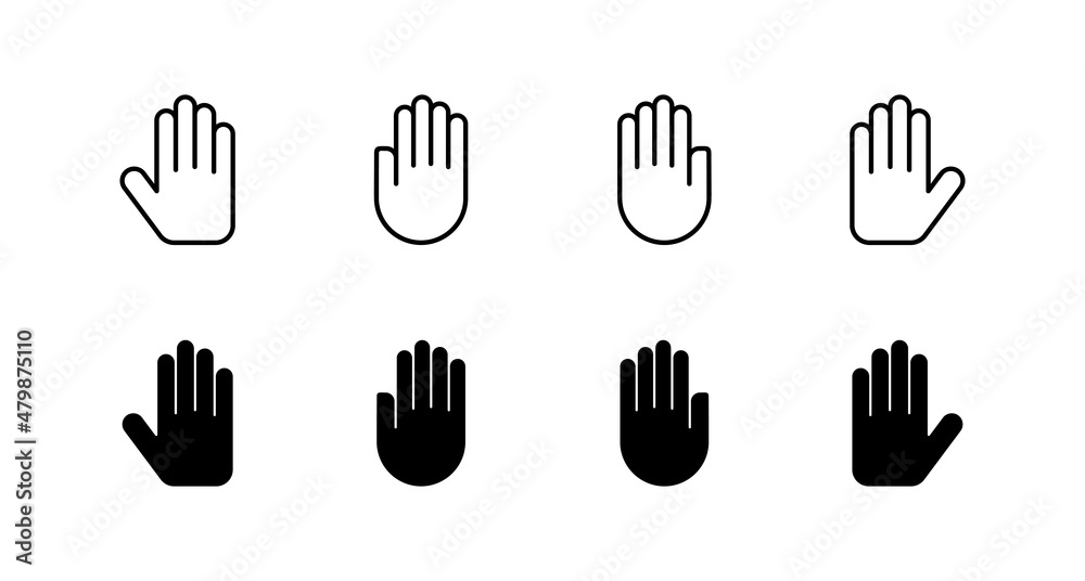 Hand icons set. hand sign and symbol. palm Hand icons set. hand sign and symbol. palm