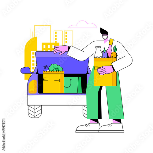 Call for load products abstract concept vector illustration. Store number, curbside pickup sign, order ID, parking place, get supplies amid quarantine, social distancing abstract metaphor.