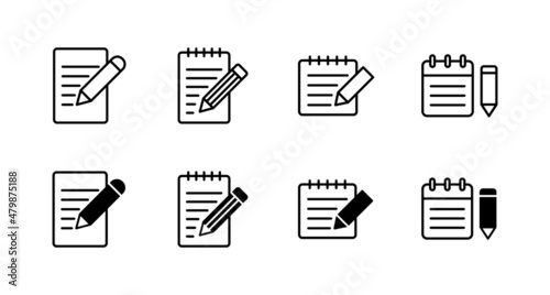 Note icons set. notepad sign and symbol
