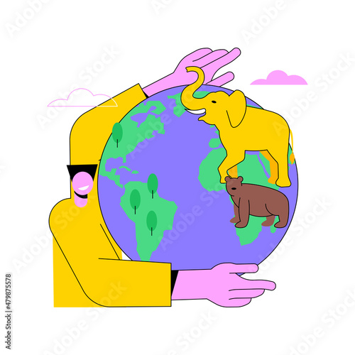 Wild animals protection abstract concept vector illustration. Wildlife preservation, biodiversity protection, save wild animals, population control, prevent species extinction abstract metaphor.