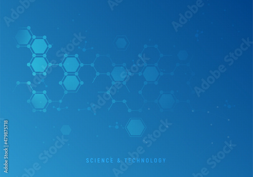 Molecular structure medical chemistry background science. Bio molecule vector dna medicine hex