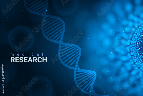 Clinic medical research dna background. Abstract clinic biology blue technology banner