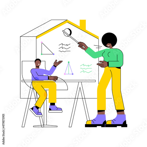 Home-school your kids abstract concept vector illustration. Distance learning, remote home education, structured school program, parents help kids study during quarantine abstract metaphor.