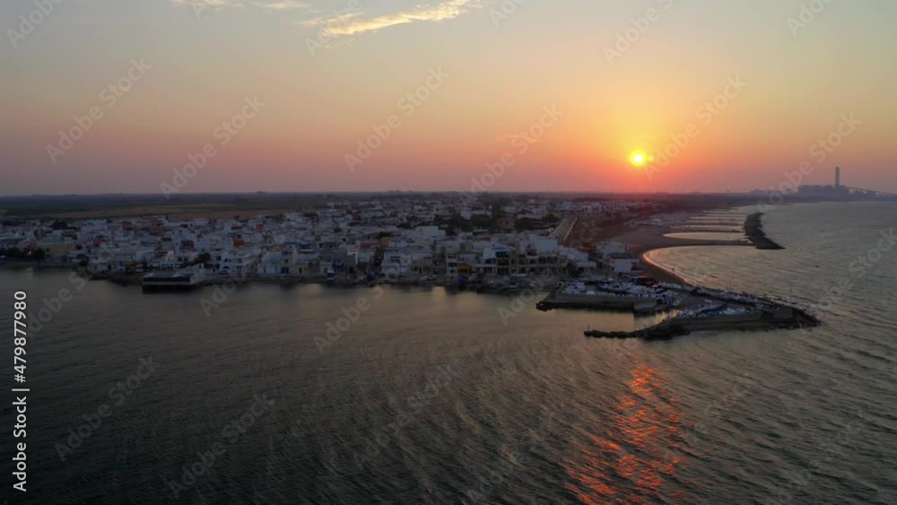 4K drone view of sunset at the mediterranean coast 4K drone view of sunset at the mediterranean coast