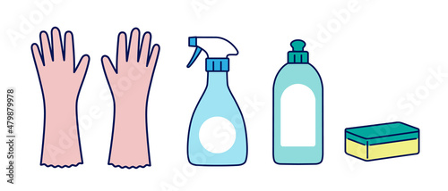 掃除道具のイラスト セット