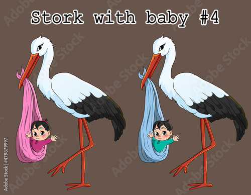 Foto Stork with baby #4