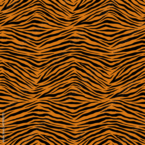 Simple Tiger Animal Motif Vector Seamless Pattern Design