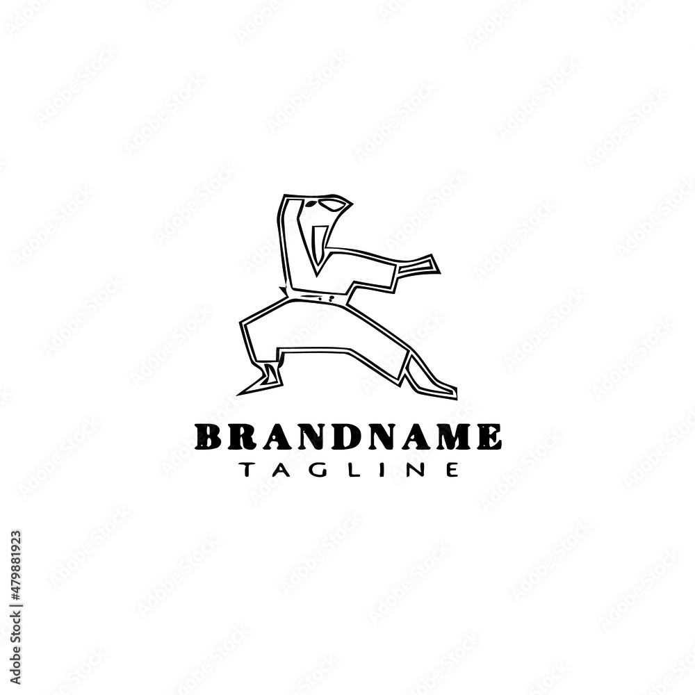 karate character logo icon cartoon design template black isolated vector illustration