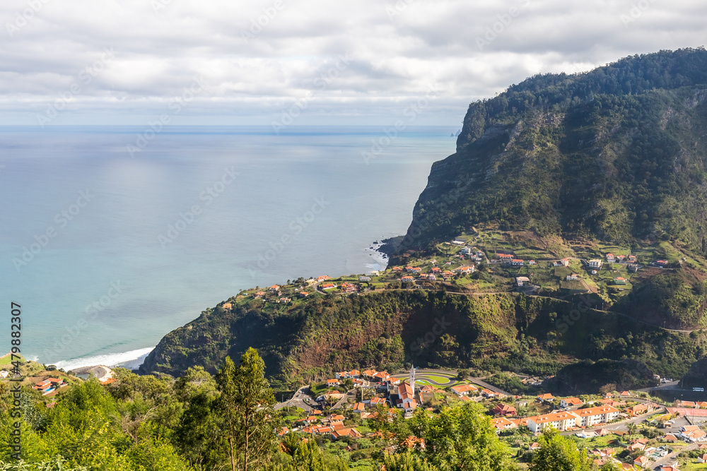 Porto da Cruz on the heights towards the sea, Madeira