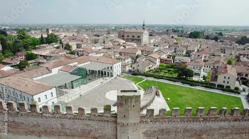 4K drone view of the medieval walled city Cittadella in the Veneto region.  photo